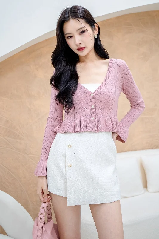 Modern Chic DANNI FLAIR CARDIGAN IN BLUSH PINK