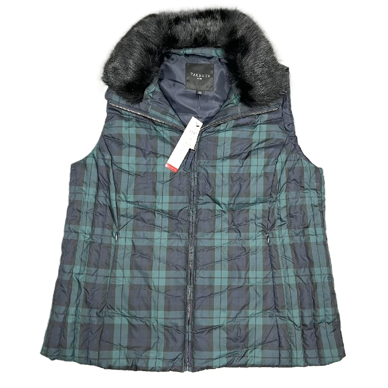 Exquisite Fabrics Jacket Puffer & Quilted By Talbots In Black & Green, Size: 1x