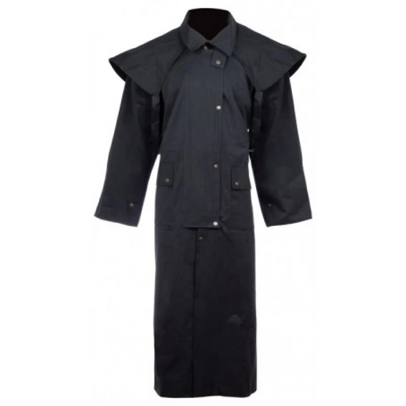 French Retro Oilskin Duster Black