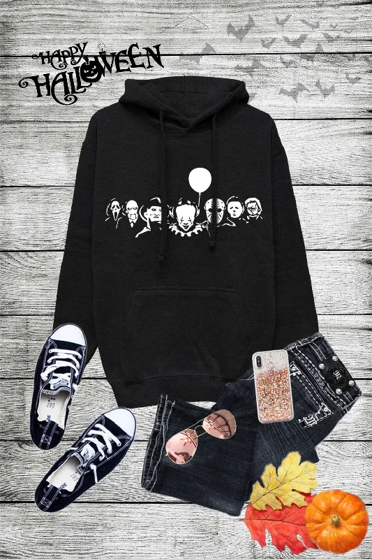 Chic Relaxation Halloween Movie Fleece Hoodie