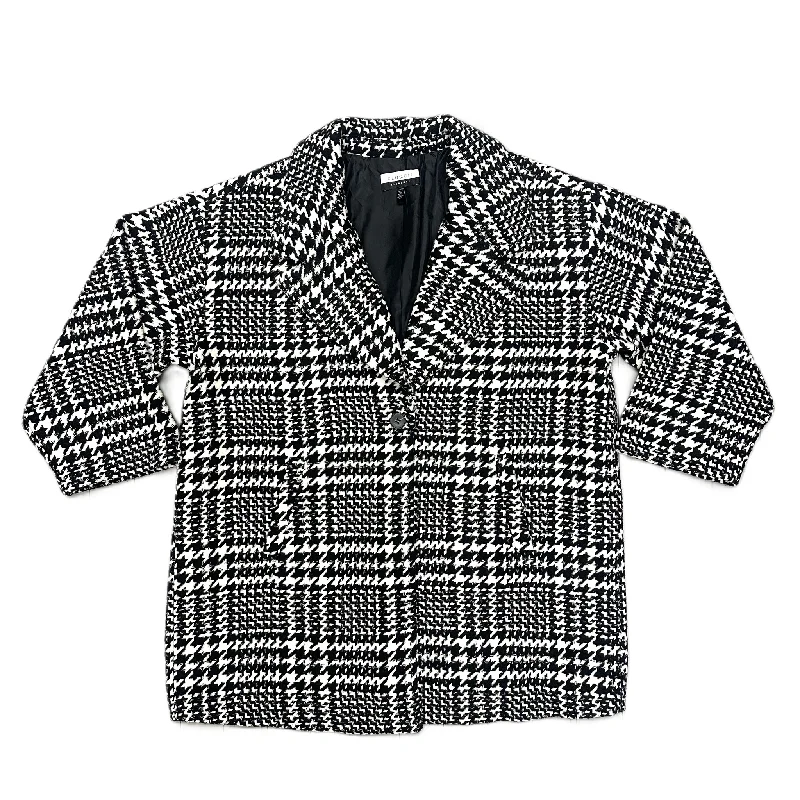 Relaxed Wear Coat Peacoat By Eloquii In Black & White, Size: 1x