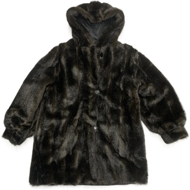 Unique Fashion Coat Faux Fur & Sherpa By J Percy For Marvin Richards In Black & Brown, Size: Xs