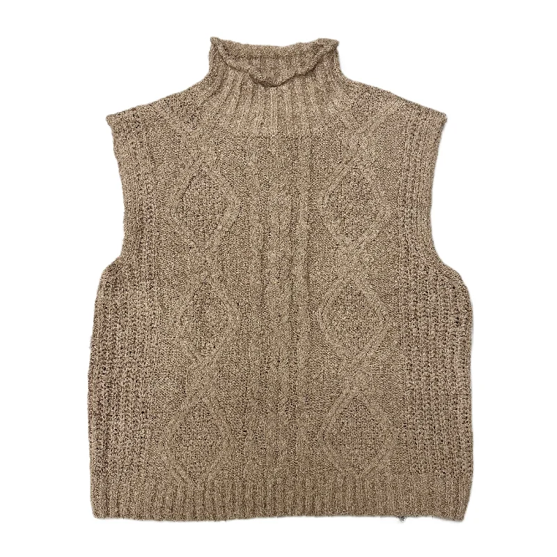 Fashion Expert Vest Sweater By Pinque In Taupe, Size: L