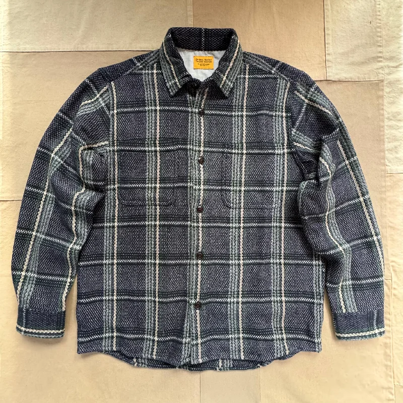 Thin Design Round Tail Shirt Jacket,Navy