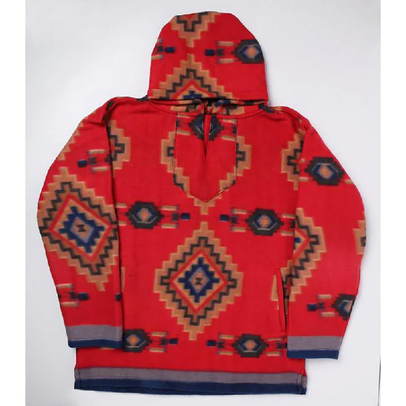 Multifunctional Style EL Paso Unisex Red  Aztec Fleece Pullover Hoodie