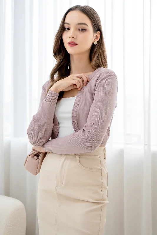 Soft Layers SIDNEY CROPPED CARDIGAN IN ROAST PINK