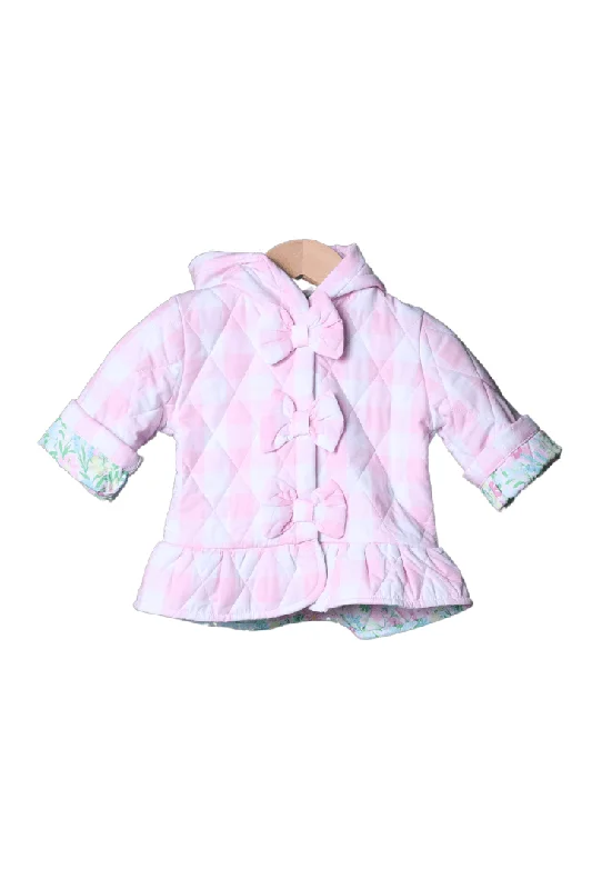 Modern Comfort Quilted Pink Gingham and Floral Coat