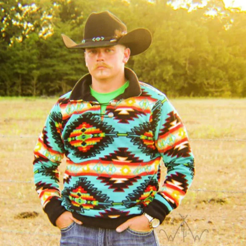 Wearable At Home Or Out Western Men's Electric Aztec Pullover