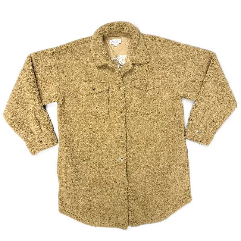 Fashion Wear Jacket Shirt By Marled In Tan, Size: Xl
