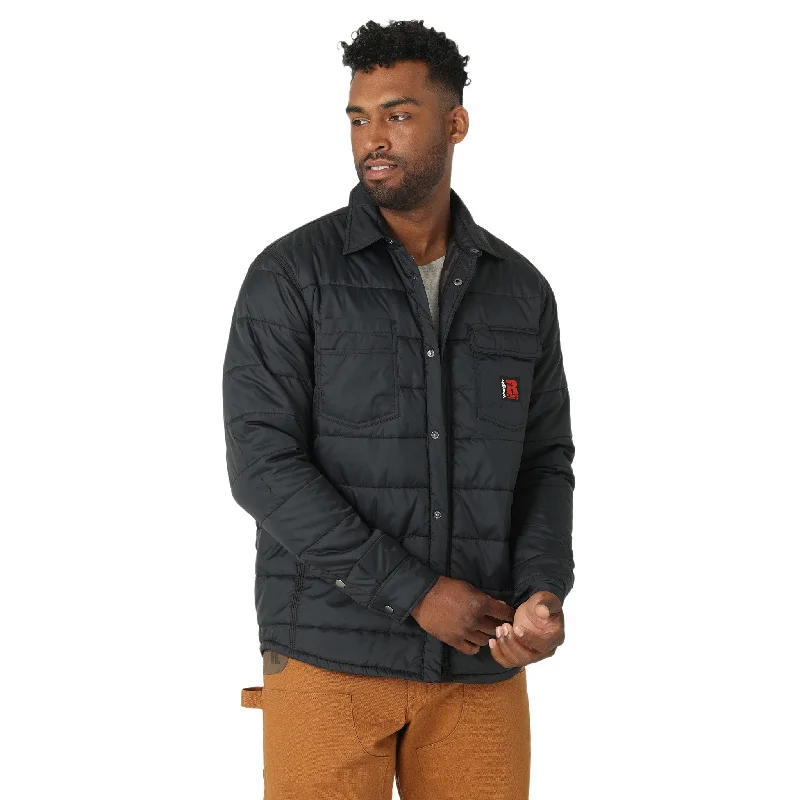Playful Style Wrangler Men's Black Insulated Shirt Jacket