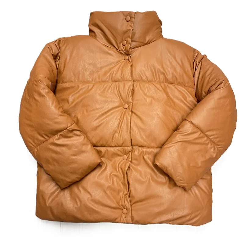 Sports Design Jacket Puffer & Quilted By Nvlt In Tan, Size: L