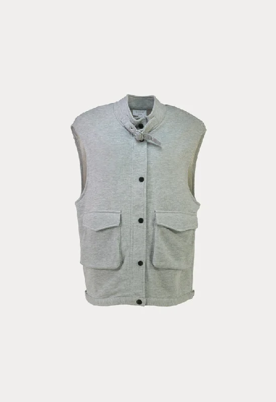 Comfortable Tops Melange Jersey Sleeveless Jacket