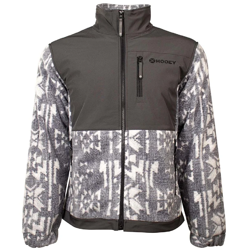 Double-sided Wear Hooey Men's Charcoal Aztec Fleece Jacket