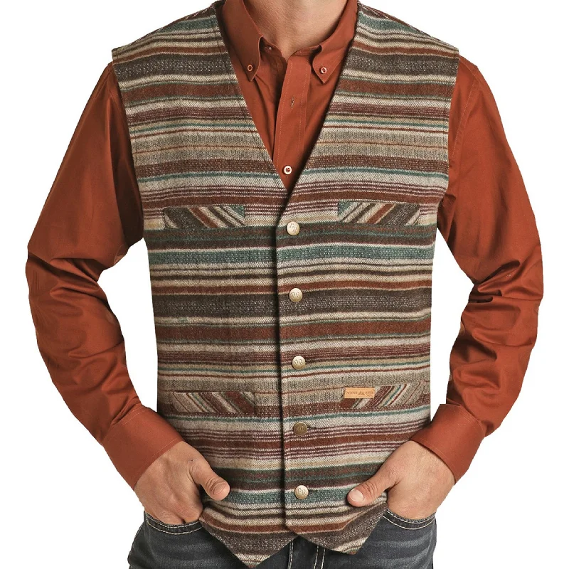 Comfortable And Versatile Powder River Men's Grey Serape Nevada Vest