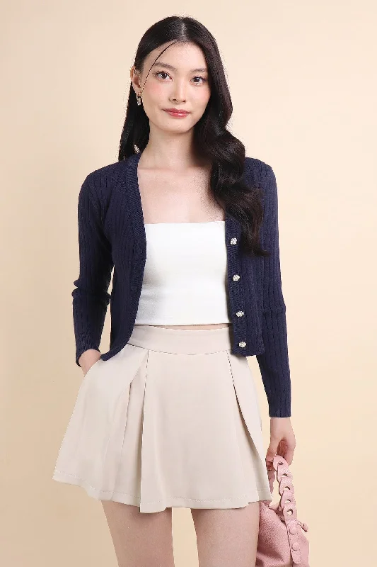 Chic Comfort ROSEA V-NECK CARDIGAN IN NAVY