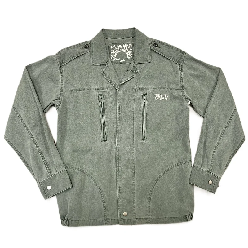 Breezy Style Jacket Denim By Spiritual Gangster In Grey Denim, Size: Xs