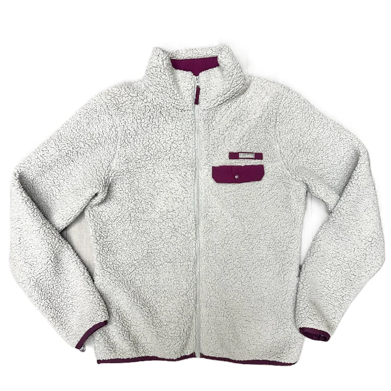 Sports Style Jacket Faux Fur & Sherpa By Columbia In Grey & Purple, Size: M
