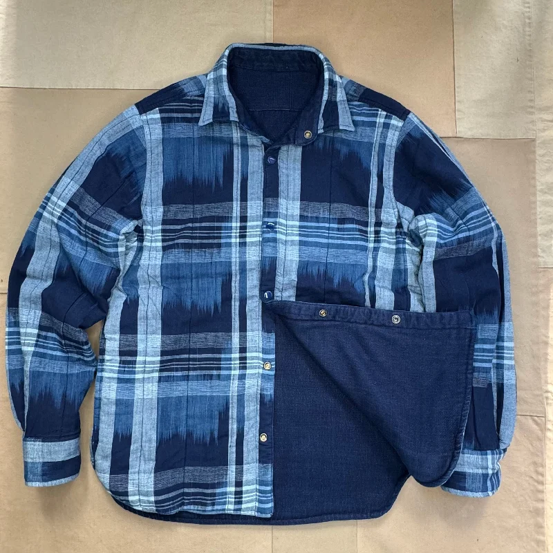 Classic Series Round Tail Reversible Over Shirt, Indigo Plaid
