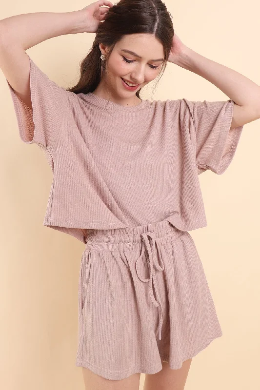 NIKO WAFFLE LOUNGE SET IN VINTAGE ROSE