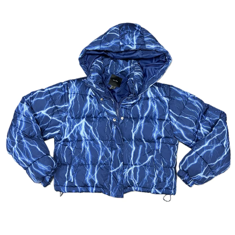 Elegant Outline Coat Puffer & Quilted By Forever 21 In Blue, Size: S