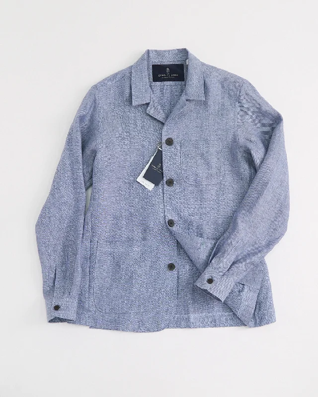 Lounge Chic Solid Linen D-Constructed Shirt Jacket