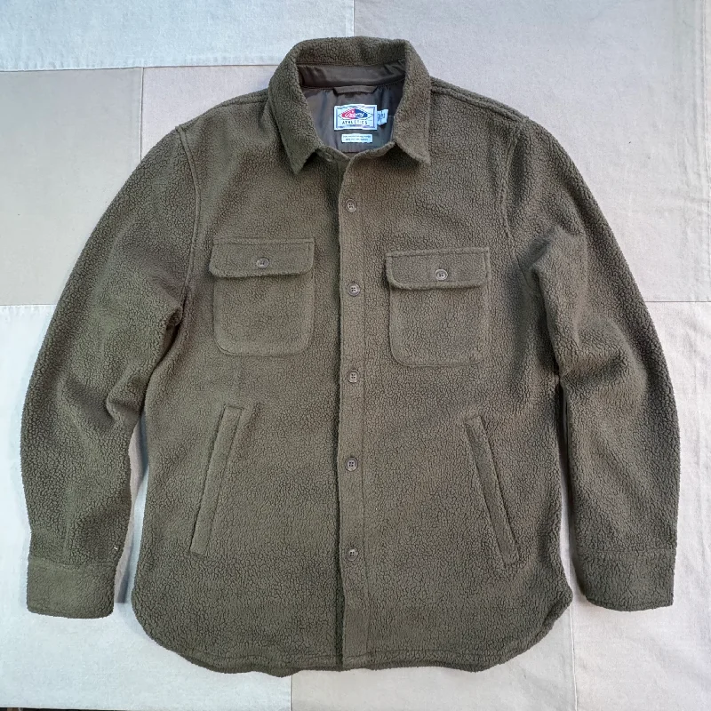 Elegant And Simple Micro Fleece CPO Shirt Jacket, Loden