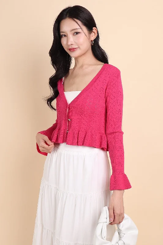 Soft Looks DANNI FLAIR CARDIGAN IN BARBIE