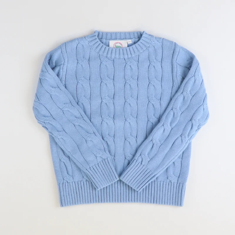 Relaxed Wear Cable Knit Sweater - Light Blue (Unisex)