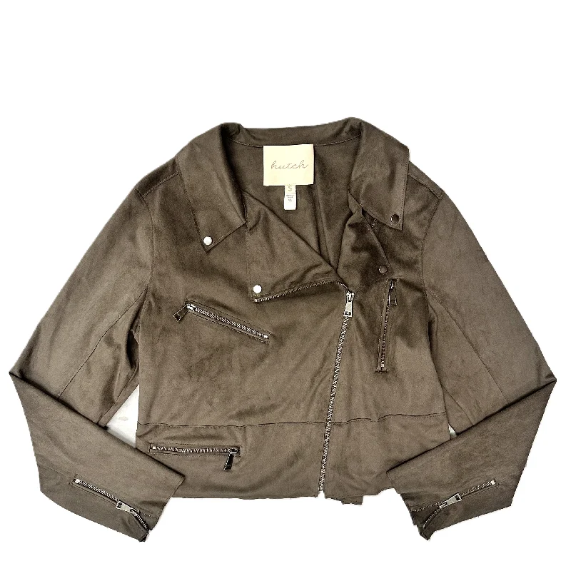 Relaxed Dresses Jacket Moto By Hutch In Taupe, Size: S