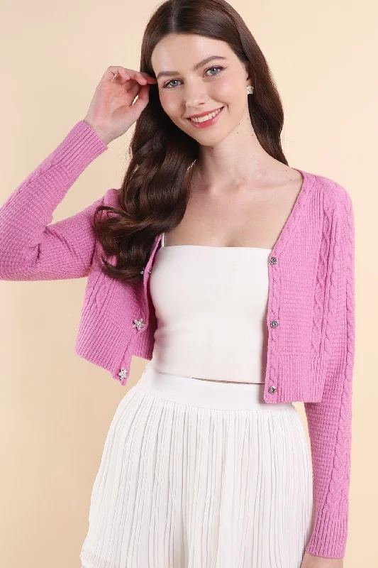DANIELLE WEAVED CARDIGAN IN MAGENTA