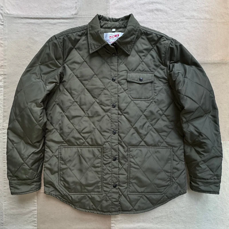 Street Charm Down-filled Quilted Shirt Jacket, Olive