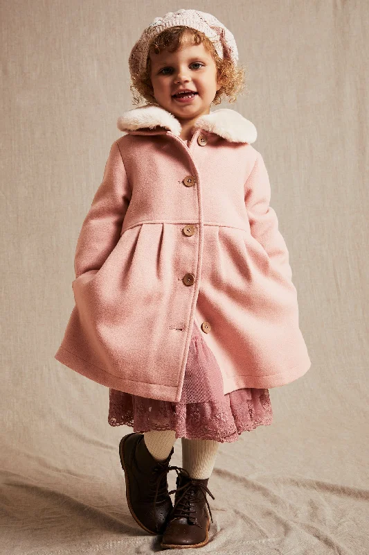 Stylish Jackets Baby & kids' pink faux fur collar coat