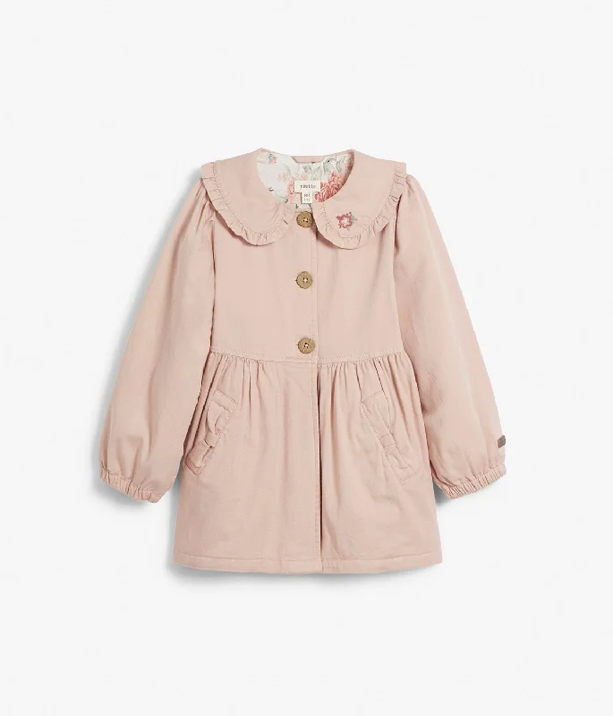 Kids pink floral embroidery coat