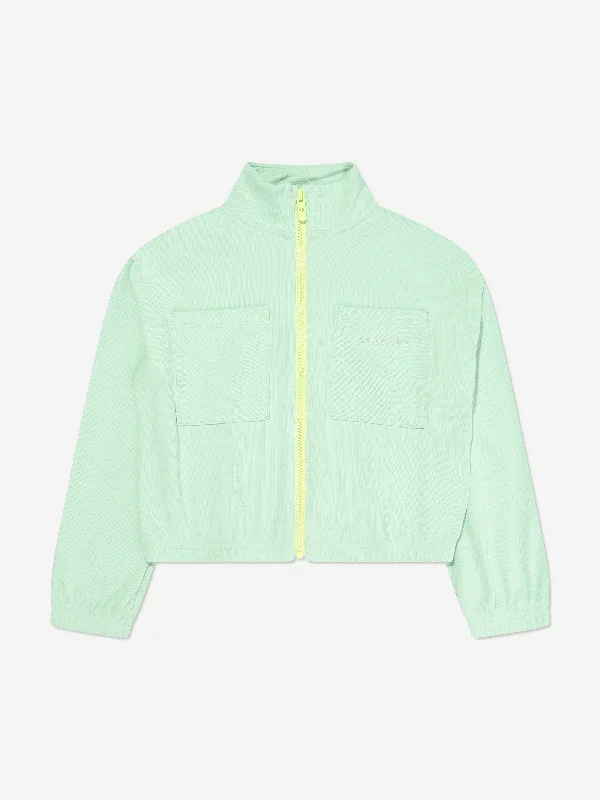 Layered Comfort Converse Girls Full Zip Rib Jacket in Green