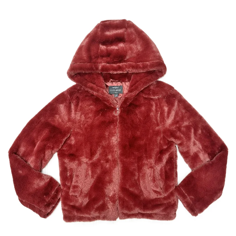 Weekend Wear Coat Faux Fur & Sherpa By Haute Monde In Red, Size: L