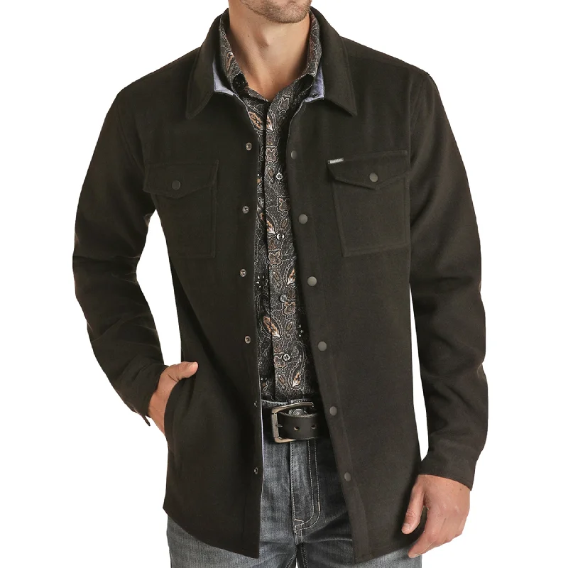 Comfortable And Cold-proof Rock & Roll Men's Black Shirt Jacket