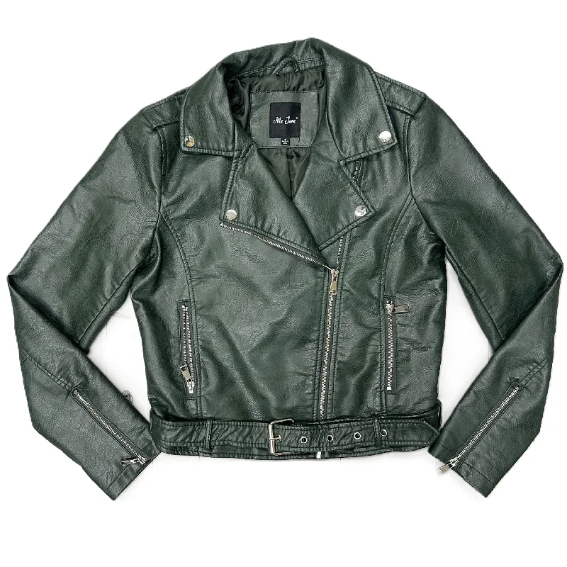 Lace Design Jacket Moto By Me Jane In Green, Size: M