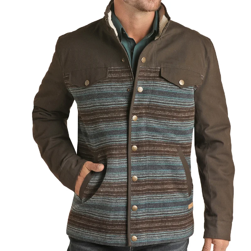 Lively And Youthful Powder River Men's Canvas and Wool Serape Jacket