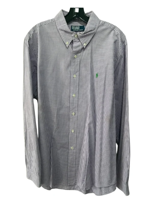 Soft Clothing Polo Size Est XL Purple & White Cotton Gingham Button Down Long Sleeve Shirt Soft Clothing Polo Size Est XL Purple & White Cotton Gingham Button Down Long Sleeve Shirt