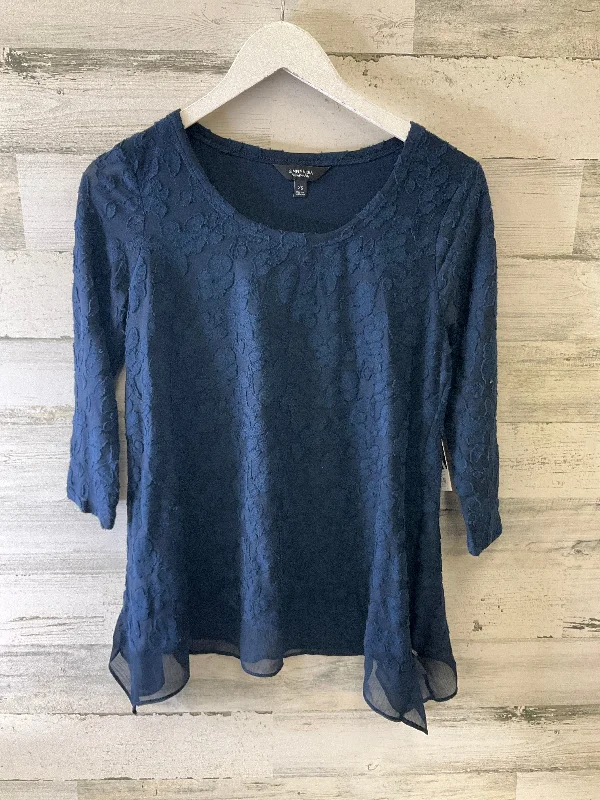 Soft Style Top Long Sleeve By Simply Vera In Blue, Size: S