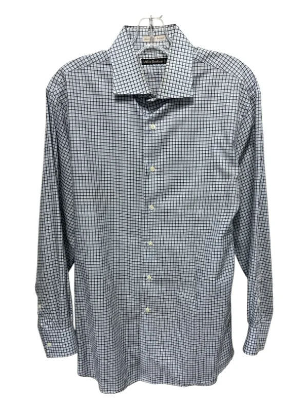 Breathable Comfort Miller Brothers Size L Light Blue & Brown Print Cotton Grid Long Sleeve Shirt Breathable Comfort Miller Brothers Size L Light Blue & Brown Print Cotton Grid Long Sleeve Shirt