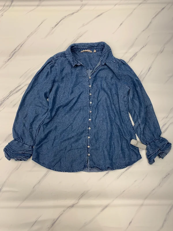 Weekend Comfort Top Long Sleeve By Soft Surroundings In Blue Denim, Size: M