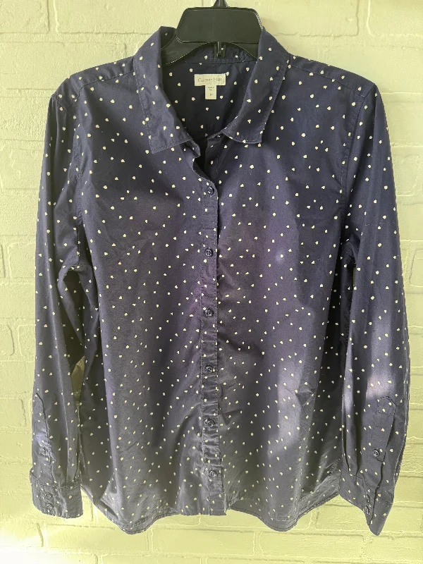 Relaxed Dresses Top Long Sleeve By Garnet Hill In Blue & White, Size: Xl