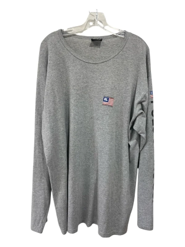 Spiritual Vitality Polo Vintage Size L Gray Cotton Solid T shirt Crew Men's Long Sleeve Shirt Spiritual Vitality Polo Vintage Size L Gray Cotton Solid T shirt Crew Men's Long Sleeve Shirt