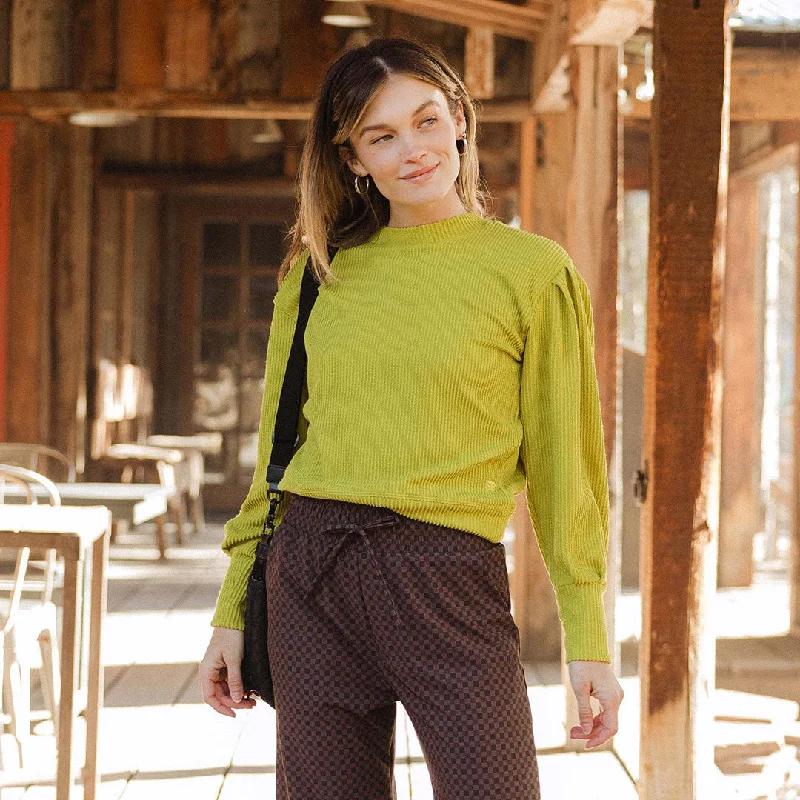 Light And Breathable Serena Ribbed Top, Chartreuse