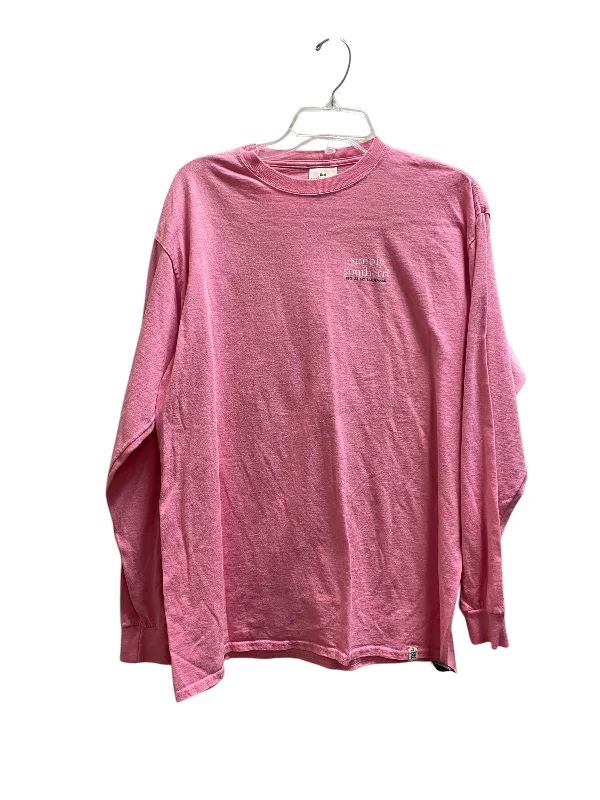 Lounge Chic Top Long Sleeve By Simply Southern In Pink, Size: L