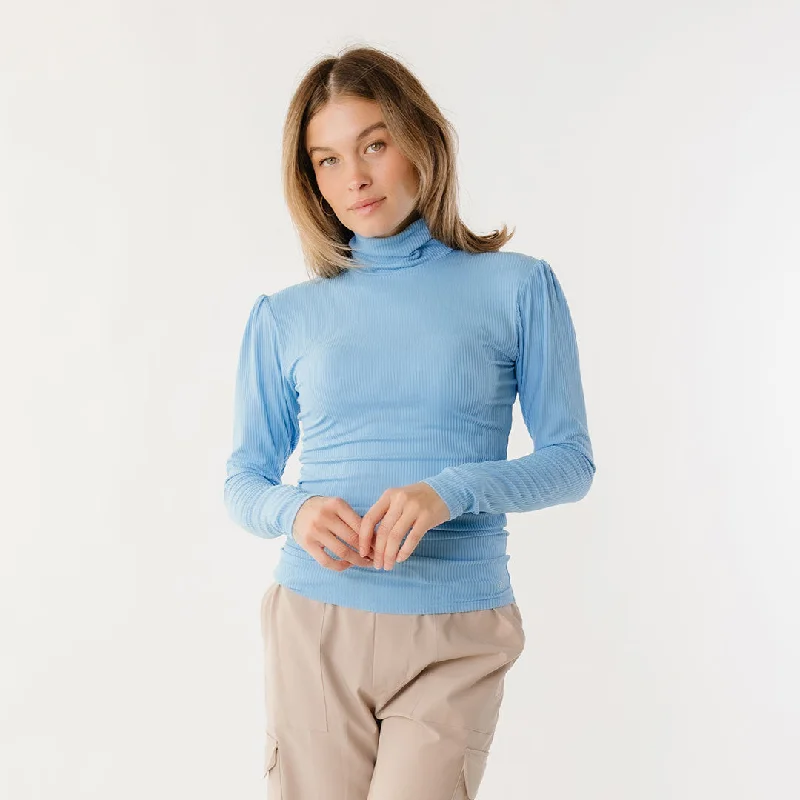 Goddess Style Tessa Long Sleeve, Bright Blue Rib