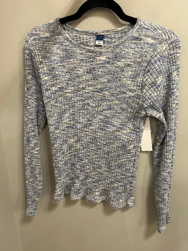 Effortless Wear Top Long Sleeve Basic By Old Navy In Blue & White, Size: L
