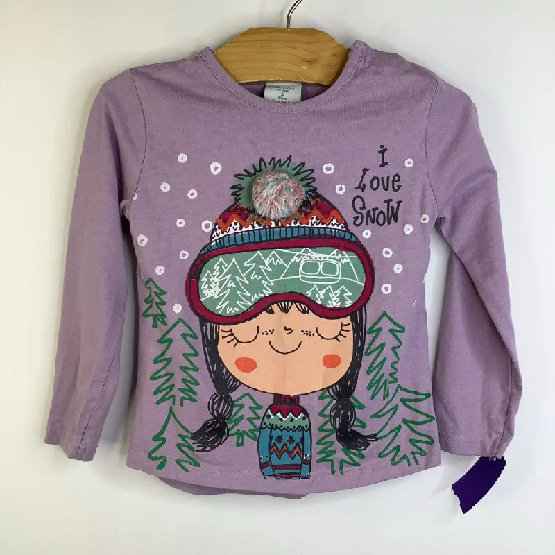 Feminine Charm Size 3: Baboli "I Love Snow" Purple Long Sleeve Shirt