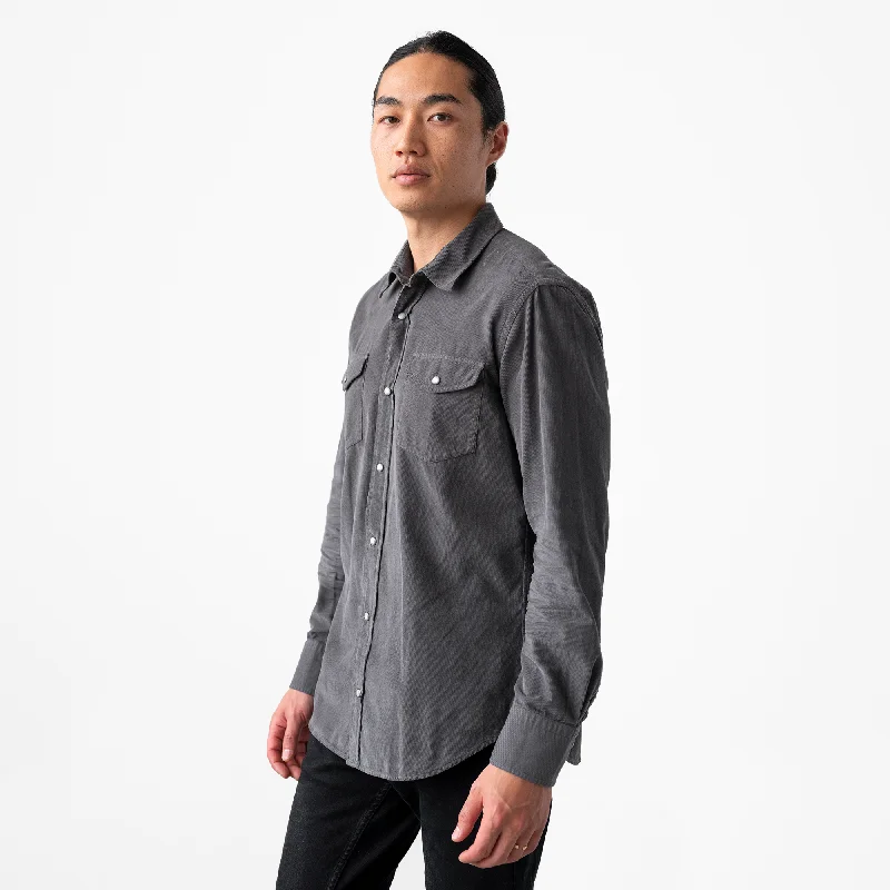 Sexy Fun Men's Charcoal Corduroy Western Shirt